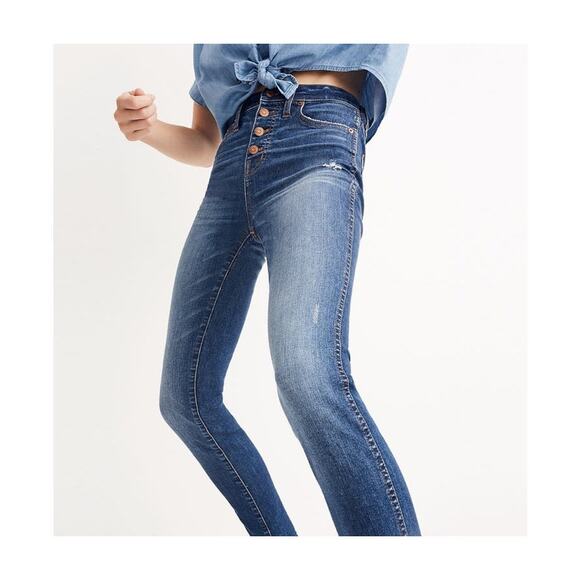 Madewell 10" High-Rise Skinny Crop Jeans in Rosecliff Wash Size 24 - Picture 7 of 12